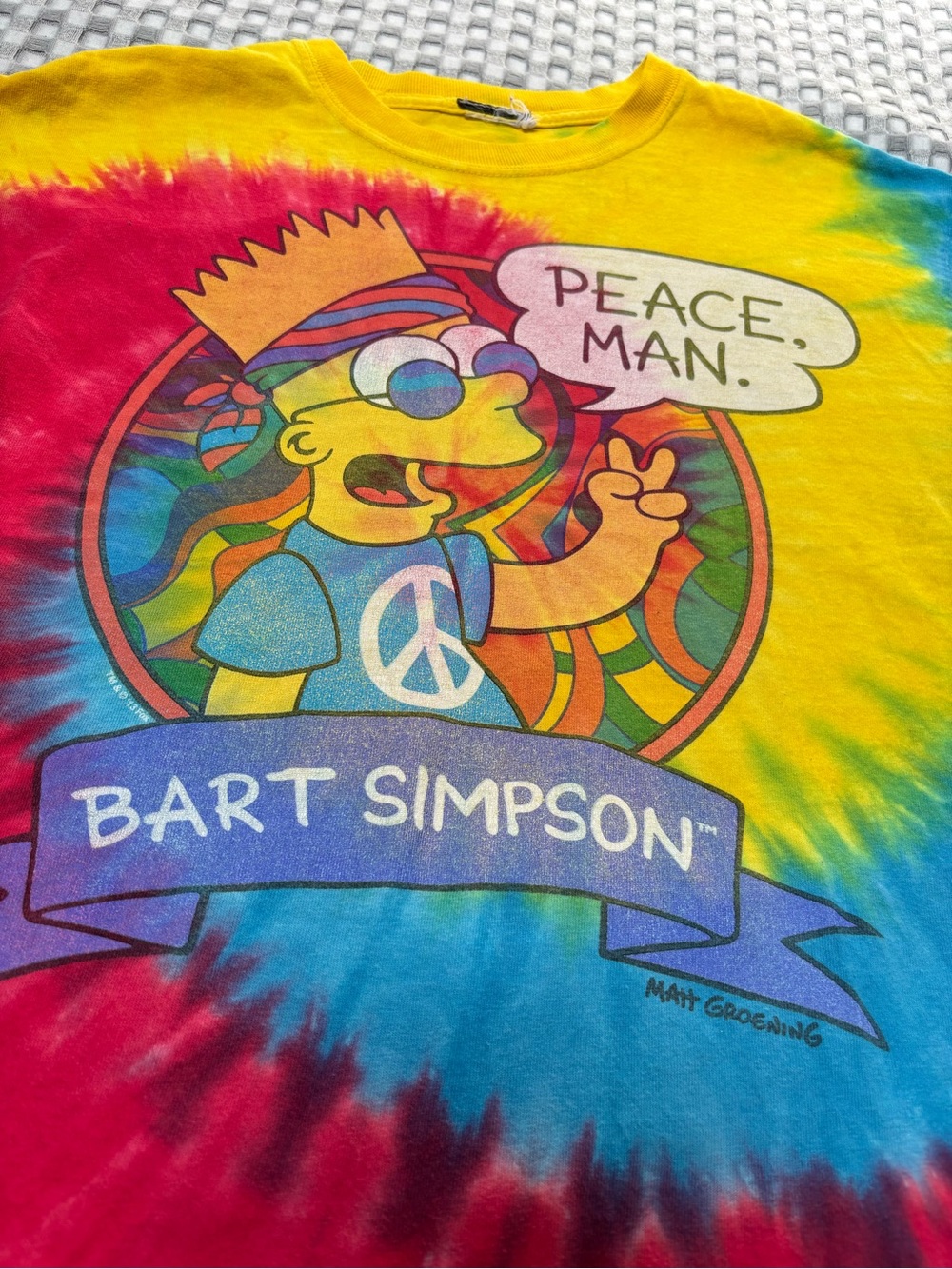 Vintage Bart Simpson Tie-Dyed T Shirt Tee- “Peace Man” The Simpsons- No Size Tag